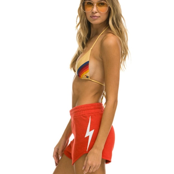 BOLT STITCH WOMEN'S LOUNGER SHORTS - RED // WHITE - MEDIUM - Picture 5 of 8